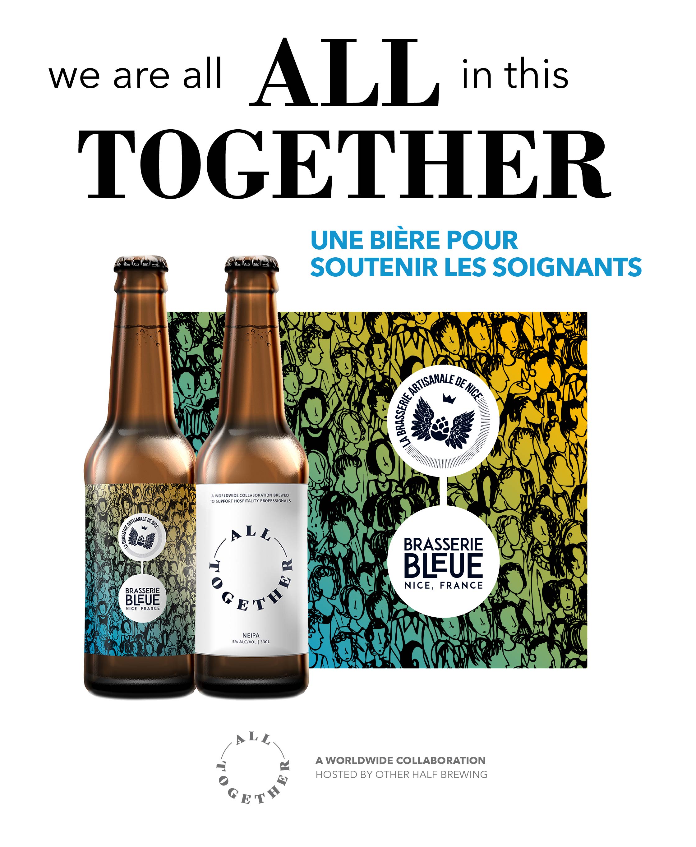All Together bi&egrave;re IPA brass&eacute;e par La Brasserie BLEUE et la Brasserie Artisanale de Nice
