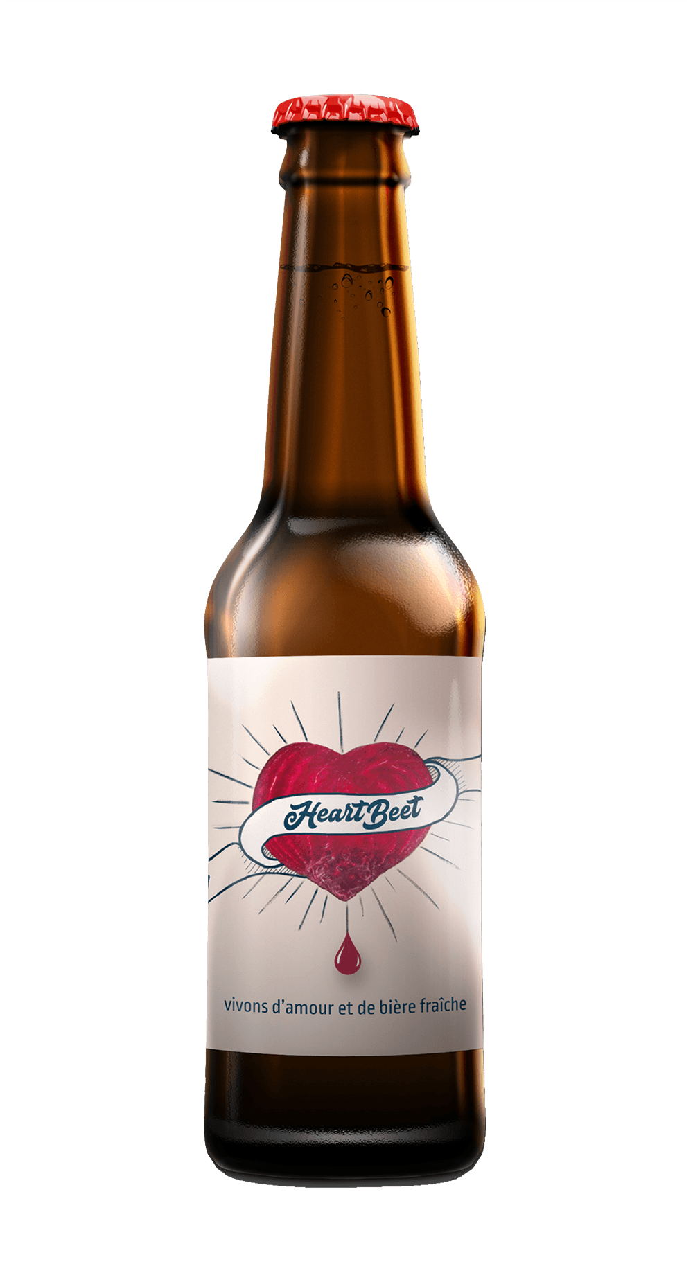 &eacute;tiquette pour bi&egrave;re rousse Heart beet