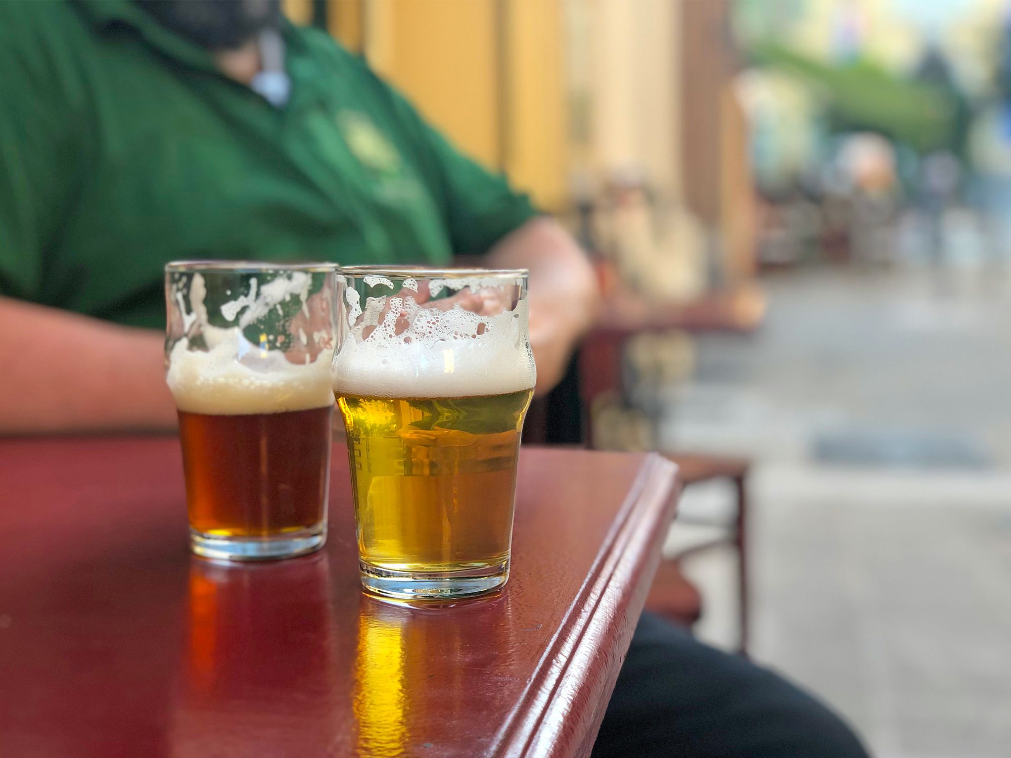 craft beers on the terrasse at Brasserie Bleue in Nice